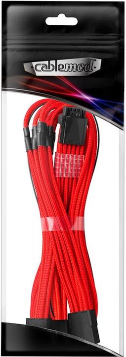 Produktbild CableMod Pro ModMesh 12VHPWR auf 3x PCI-e Verlängerung - 45cm, rot