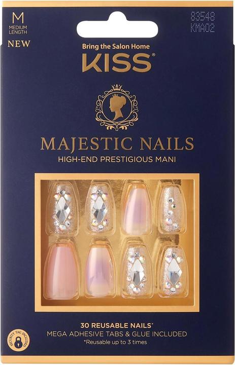 Actual product image Herba Kiss Majestic Nails - In A Crown (Artificial nails, Rose, Transparent)