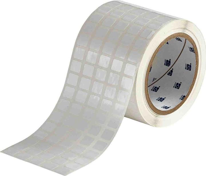 Actual product image Brady THT-12-533-10, removable polyester, white, glossy, 12.70 x 11.10 mm, 5-lane (10000