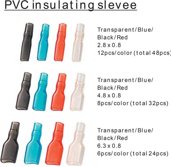 Image du produit Tru Components Quetschverbinder-Sortiment 0.104 mm² 2.50 mm² Transparent, Schwarz, Rot, Blau 739647 260 St.