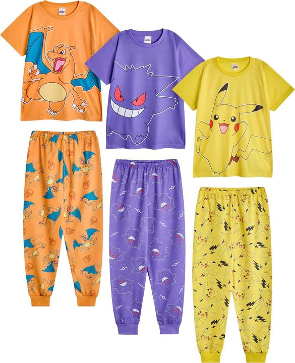 Pokémon Schlafanzug mit langer Hose Jungen(3erPack) kurzärmlig