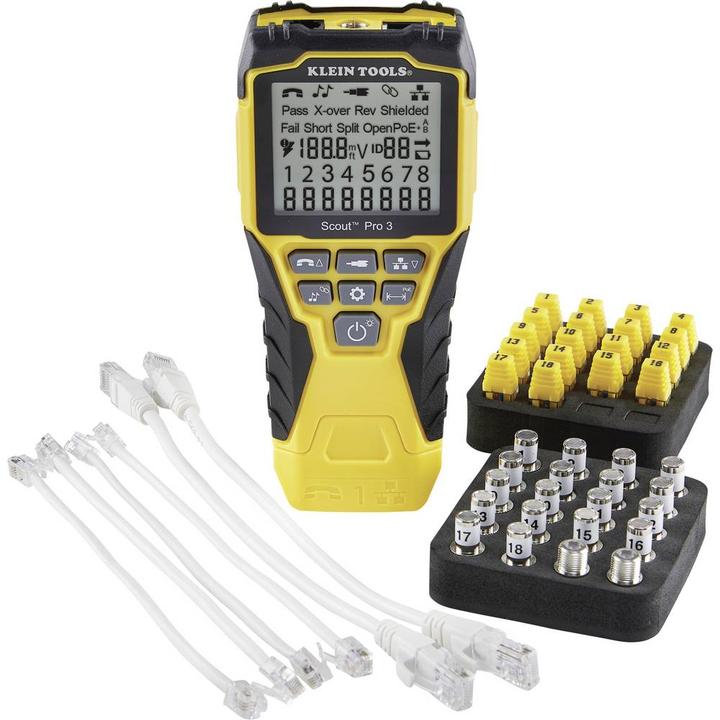 Actual product image Klein Tools Network Tester Scout Pro 3 Cable Tester with PoE Test Function and Remote ID Kit