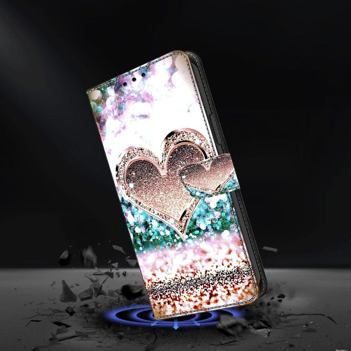 Image du produit Art iPhone 15 Pro Max Livre Etui avec porte-carte coeur doré (Apple iPhone 15 Pro Max)