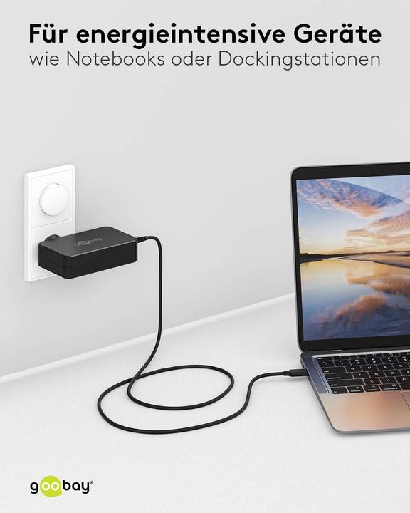 Actual product image Goobay USB-C charger for laptops 90 W black (90 W)
