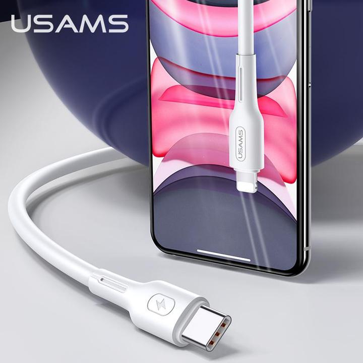 Actual product image Usams U43 USB-C to lightning fast charging cable 30W, White (1.20 m, USB 3.2 Gen 1, 30 W)