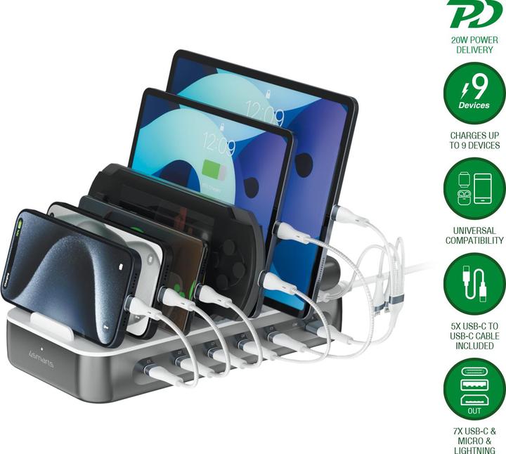 Image du produit 4smarts Station de charge Team 100W 5C/1A incl. 6 câbles (100 W)