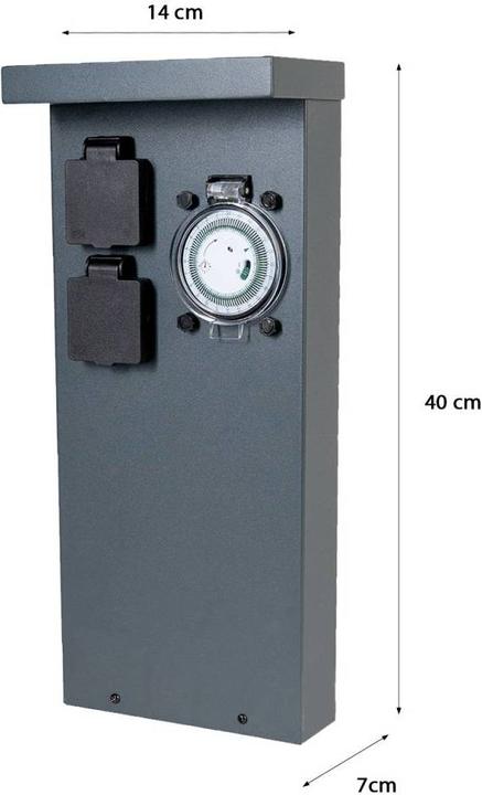 Actual product image Grafner Stainless Steel Socket Pillar with Timer 2 Outdoor Sockets Anthracite Garden Socket