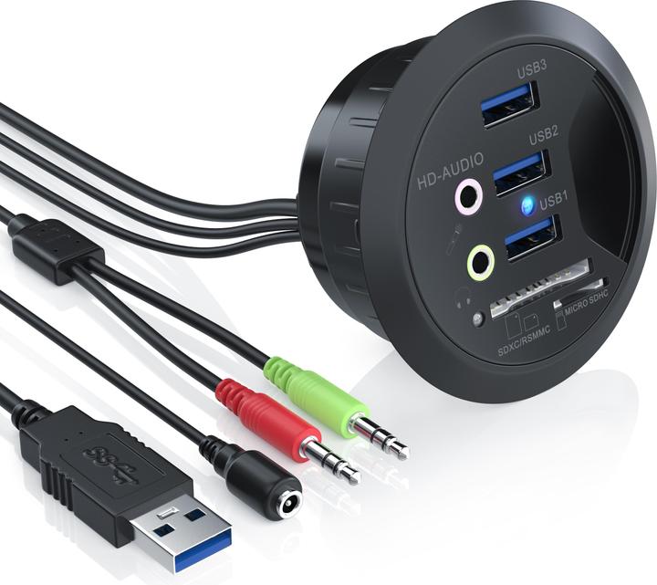 Actual product image CSL USB 3.0 Desktop Hub with Card Reader (USB-A, 7 Ports)