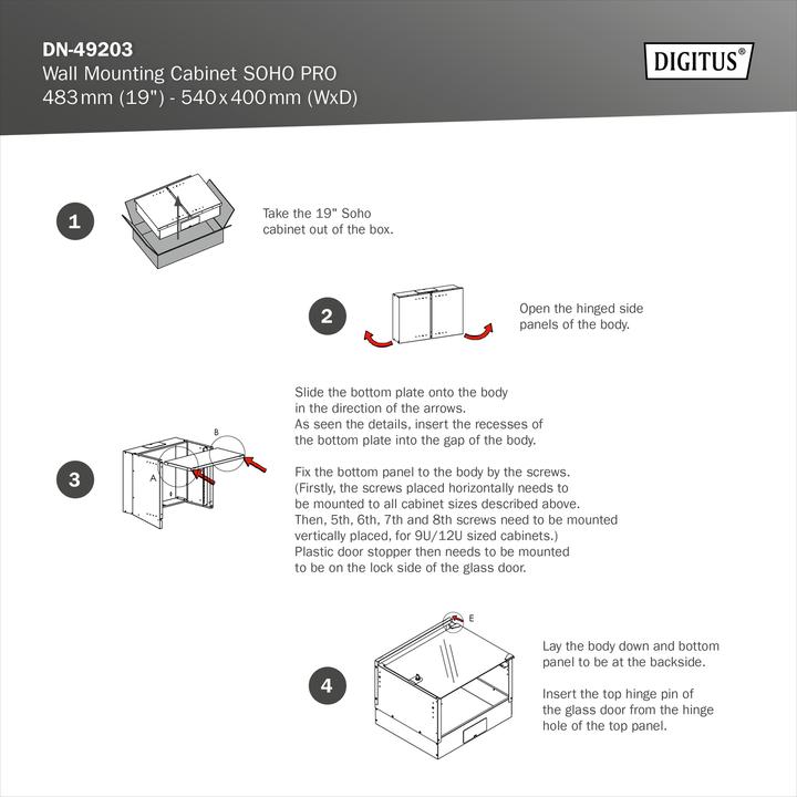 Productafbeelding Digitus 19" 7U wandbehuizing, SOHO PRO 370 x 540 x 400 mm, zwart (7 HE, 19 inch rek)