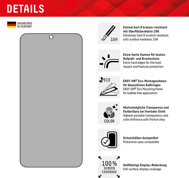 Actual product image Displex Real Glass, Privacy Full Cover Panzerglas (1 Piece, Samsung Galaxy S24+, Samsung Galaxy S25+)