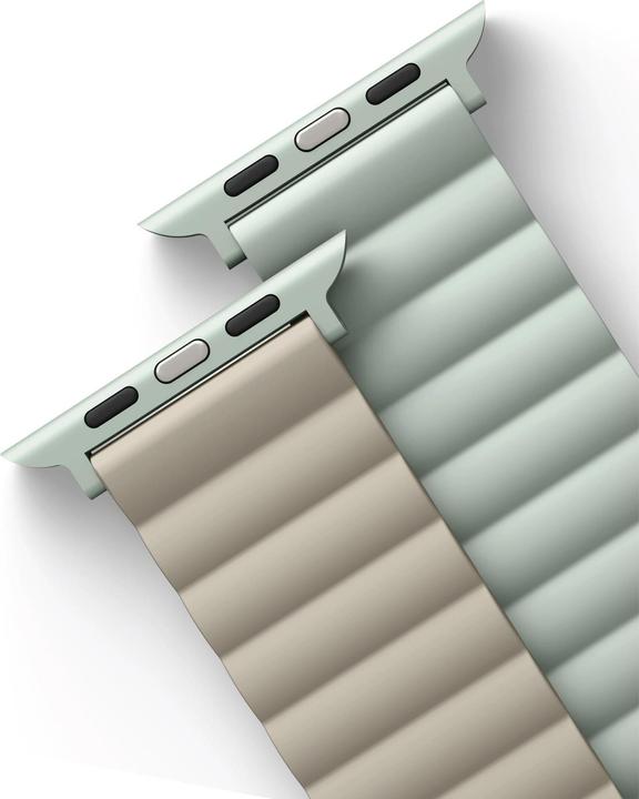 Actual product image Uniq pasek Revix Apple Watch Series 1/2/3/4/5/6/7/8/SE/SE2 38/40/41mm. Reversible Magnetic zielony-b (Silicone, Stainless steel)