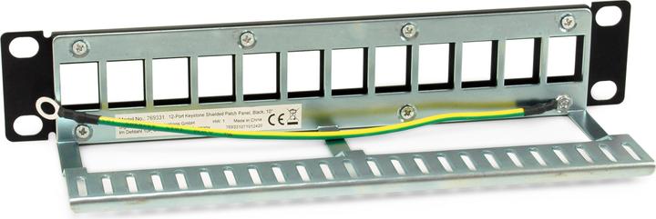 Actual product image equip Patch panel 12x RJ45 Cat6A 10" FTP 1U Premium black