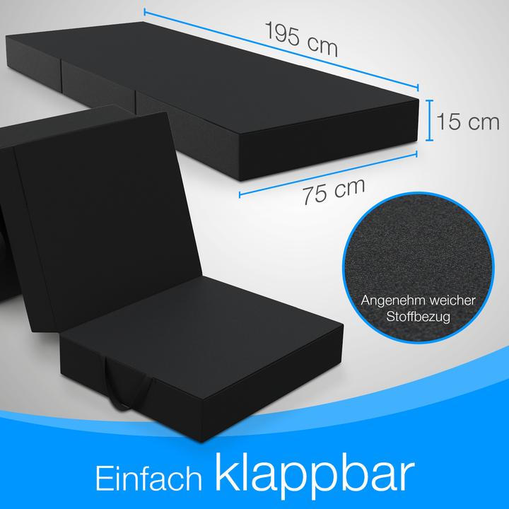 Image du produit Bestschlaf Klappmatratze, 3-teilige Faltmatratze, Reisebett, Gästematratze (75 x 195 cm, Noyau de mousse)