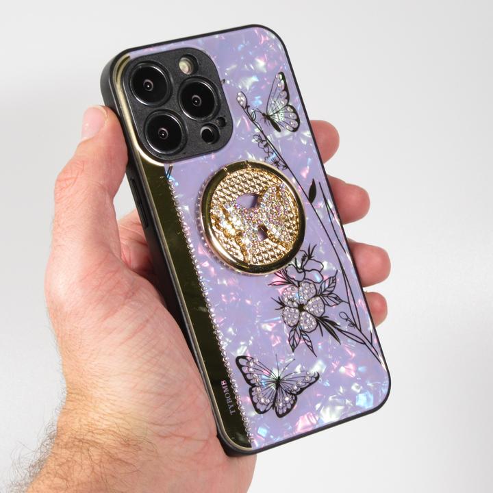 Immagine prodotto PhoneLook Coque Nacre papillon strass avec support vidéo (Apple iPhone 13 Pro Max)