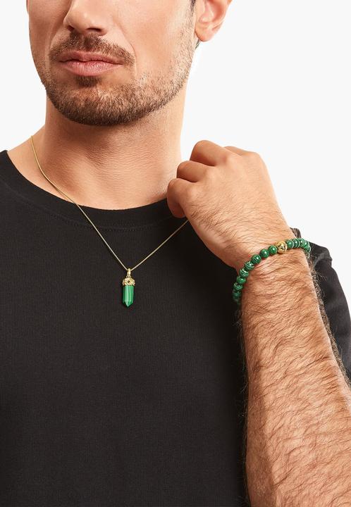Produktbild Thomas Sabo Beads-Armband aus grünen Steinen vergoldet (16 cm, 750 Gelbgold Vergoldung, 925 Sterlingsilber)
