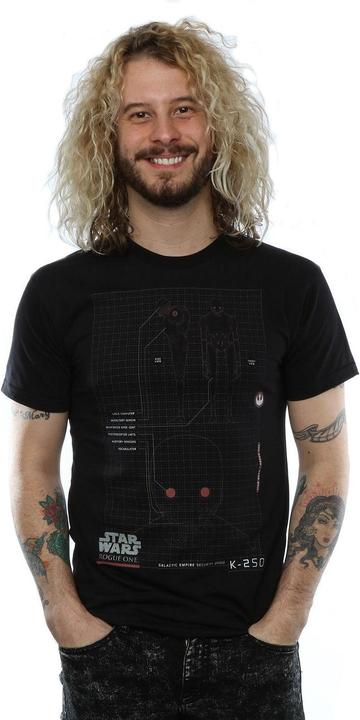 Actual product image Star Wars Mens Rogue One K-2SO Schematic T-Shirt (S)