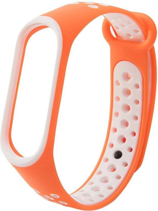 Actual product image Hurtel Replacment band strap for Xiaomi Mi Band 4 / Mi Band 3 Dots orange-white (Silicone)