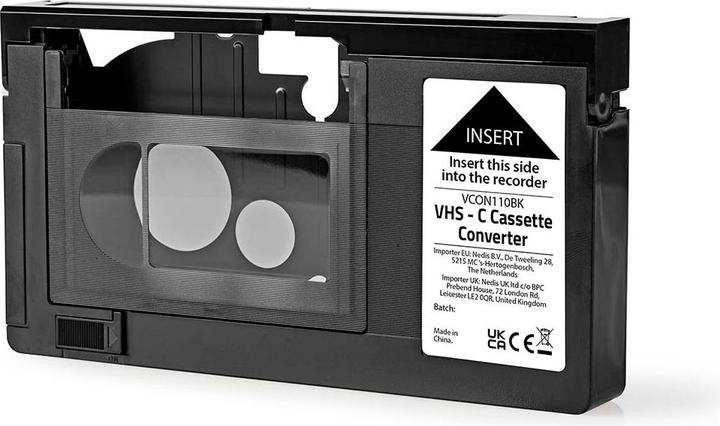 Actual product image Nedis VHS Converter Conversion: VHS-C to VHS Plug and Play Black