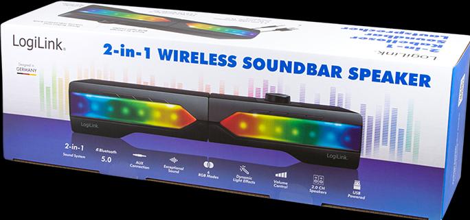 Actual product image LogiLink Mobile Soundbar with Party Light, 2-in-1 Gaming Sound System (6 W, 2.0 Channel)