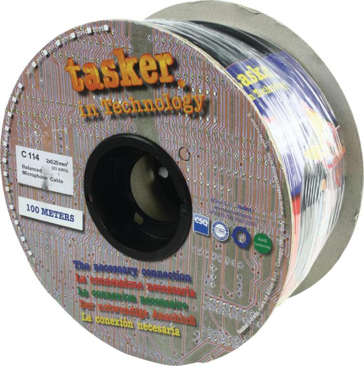 Immagine prodotto Tasker Cavo audio, nero, 100 m, PVC 1,50x6,30 mm (100 m, 2 mm².)