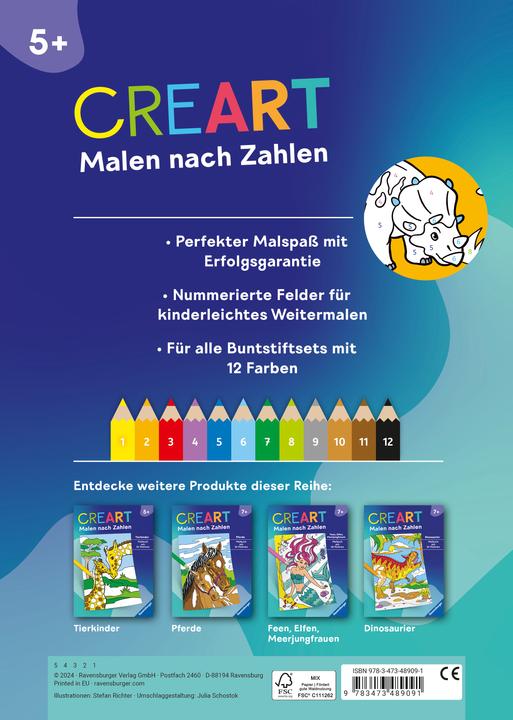 Produktbild Ravensburger CreArt Malen nach Zahlen ab 5: Dinosaurier