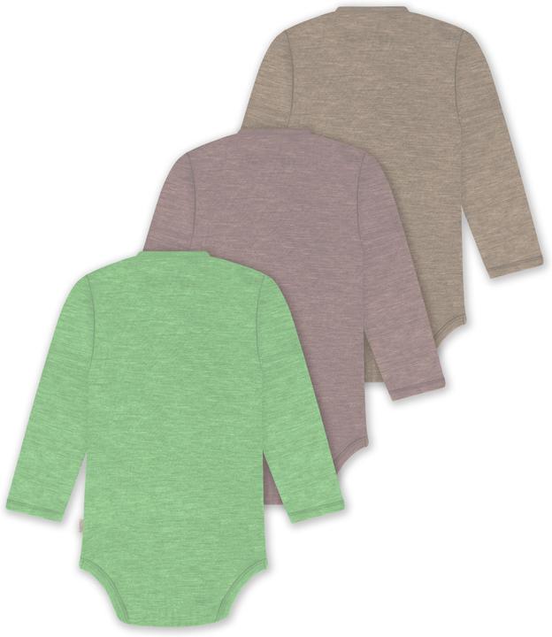 Actual product image Normani Set of 3 baby body wrap long sleeve toddler bodysuit made from merino wool - 9357 (80)