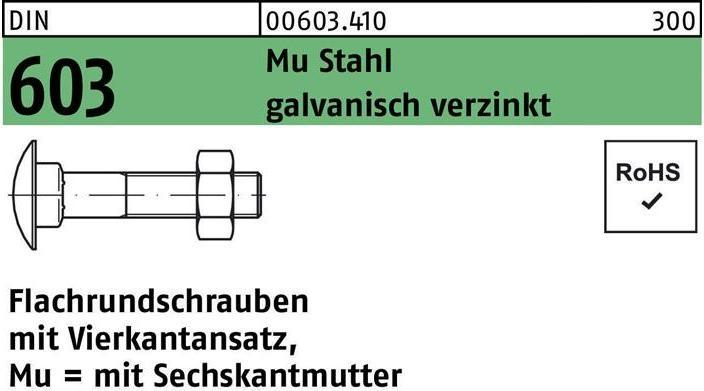 Produktbild Dönges Flachrundschraube mit Vierkantansatz DIN 603, galvanisch verzinkt, M6x30 (500 Schrauben pro Stück)