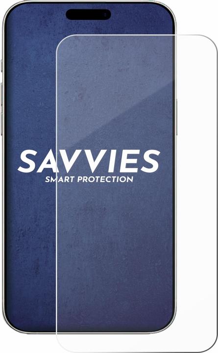 Actual product image Savvies 9H armoured glass screen protector Clear transparent glass (1 Piece, Apple iPhone 16 Plus)