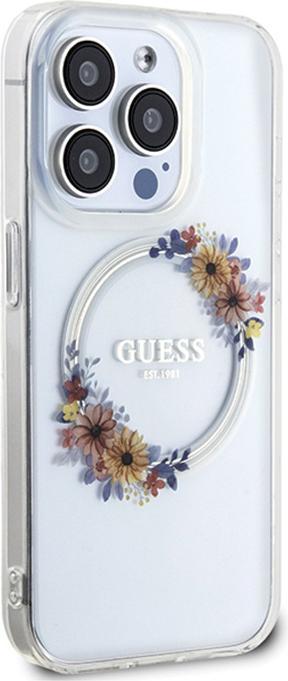 Immagine prodotto Guess GUHMP15XHFWFCT Custodia rigida trasparente per iPhone 15 Pro Max 6,7" IML Flowers Wreatch MagSafe (Apple iPhone 15 Pro Max)