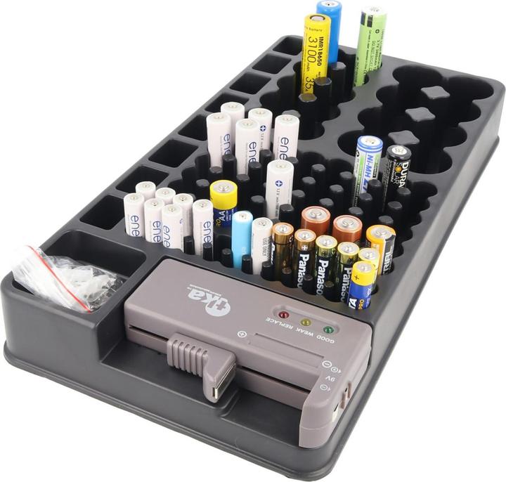 Image du produit AccuCell Organisateur de batterie 2en1, boîtier universel pour 1 à 110 batteries ou piles