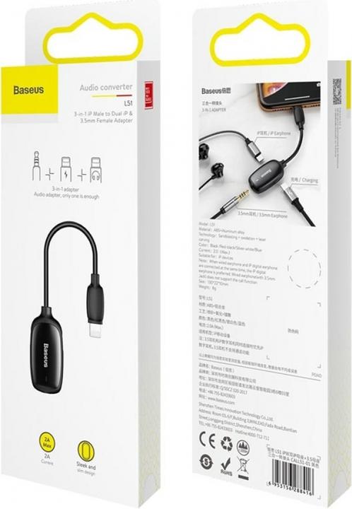 Produktbild Baseus 3-in-1 iPhone 3.5 mm Audio Lightning Adapter (3.5mm, Lightning)