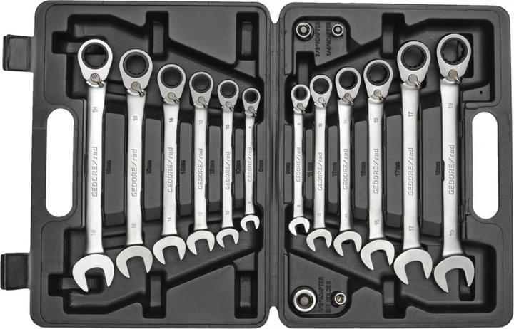 Gedore red R07203016 Combination ratchet open-end spanner set SW8-19 mm 16 pieces (19 mm, 8 mm, 10 mm, 14 mm, 18 mm, 11 mm, 12 mm, 17 mm, 15 mm, 13 mm, 9 mm, 16 mm)