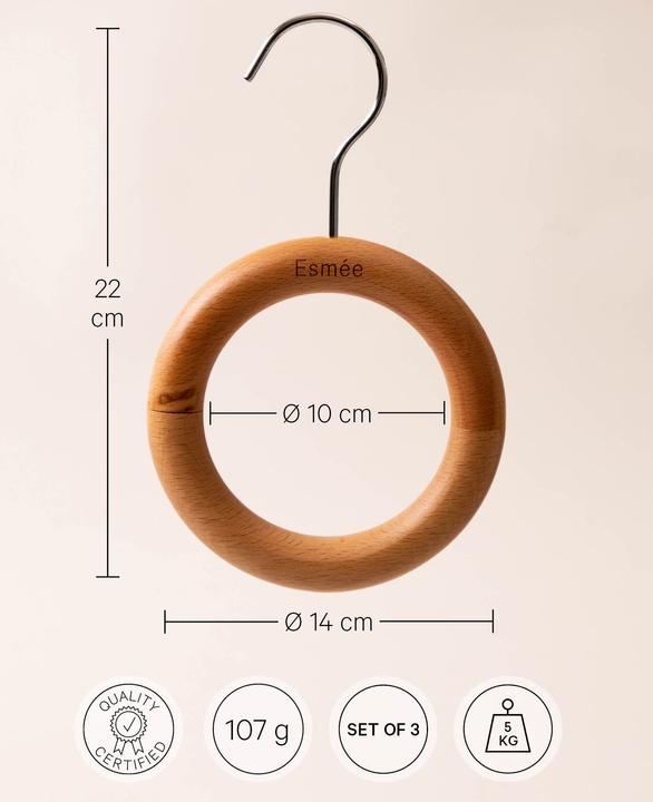 Actual product image Esmée Hanging hanger set of 3 for scarves, bags and bathroom towels (3 x)