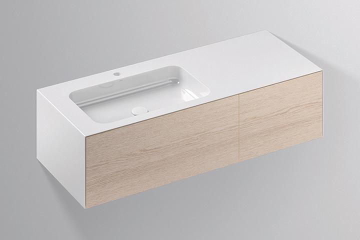 Immagine prodotto Alape WP.Folio7 lavabo, 1254x350x500mm, mobiletto 2 estensioni complete, lavabo con foro per rubinet