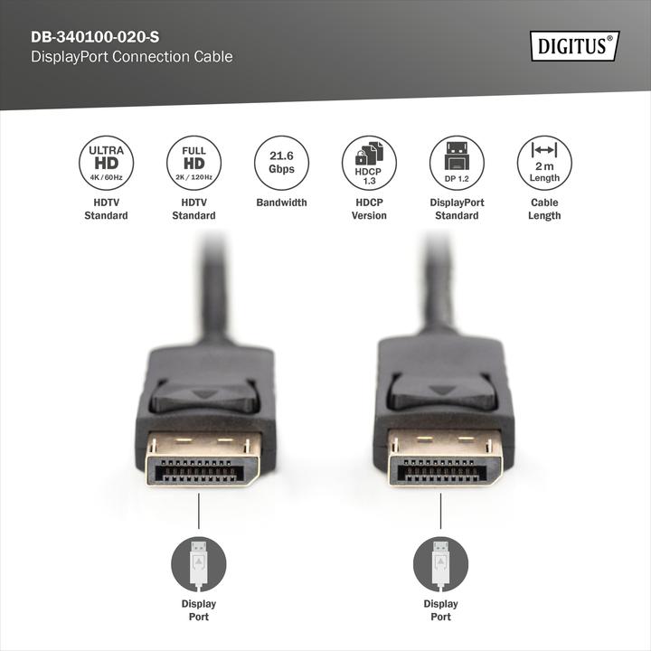 Image du produit Digitus DisplayPort — DisplayPort (2 m, DisplayPort)