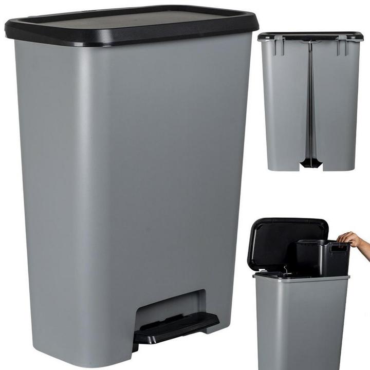 Productafbeelding Curver Compatta Duo Prullenbak 23L+23L - Grijs/Zwart (23 l)