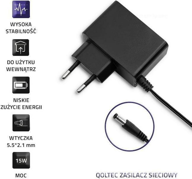 Actual product image Qoltec 50785 Plug-in power supply 15W 7.5V 2A 5.5x2.1 (15 W)