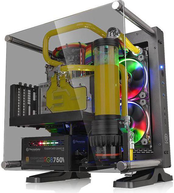 Actual product image Thermaltake Core P1 Tempered Glass mini ITX Panoramic Viewing Tt LCS Certified Wall Mount Gaming Computer Case C