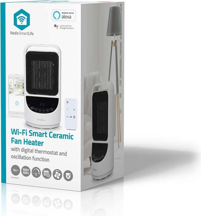 Actual product image Nedis SmartLife ceramic PTC fan heater | Wi-Fi | 1500 W | 2 heat settings | oscillation | display (1500 W)
