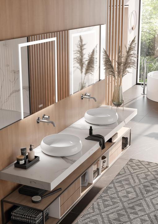 Immagine prodotto Kludi Miscelatore per lavabo a due fori BOZZ, bocca di erogazione 23 cm