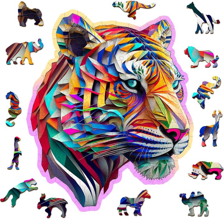 Immagine prodotto WoodenCity Puzzle di legno M Tigre colorata (150 pezzi)