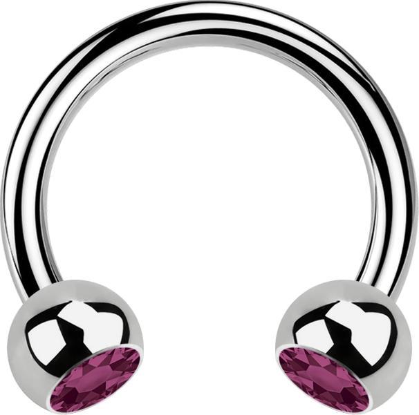 Star Piercing Micro Circular Barbell silber mit zwei Kugeln Kristall violett (Titan G23)