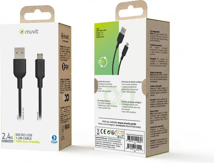 Immagine prodotto Muvit For Change Cavo USB A/ Micro USB 1,2m Noir (1.20 m, USB 2.0)