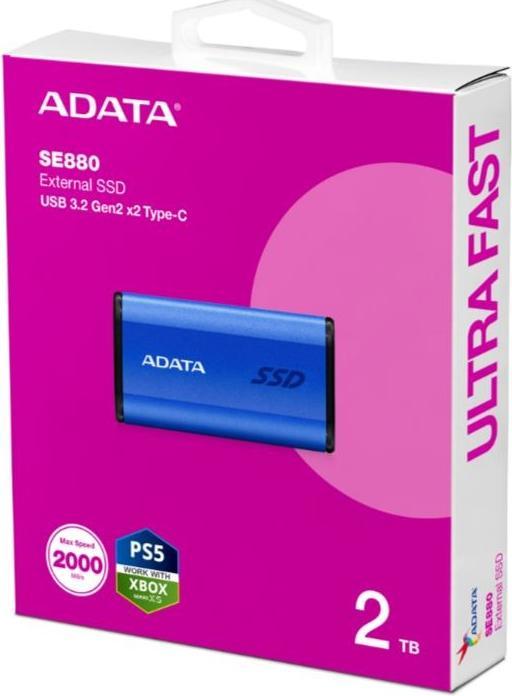 Actual product image Adata Dysk zewnętrzny SSD SE880 2TB USB3.2A/C Gen2x2 Niebieski (2000 GB)