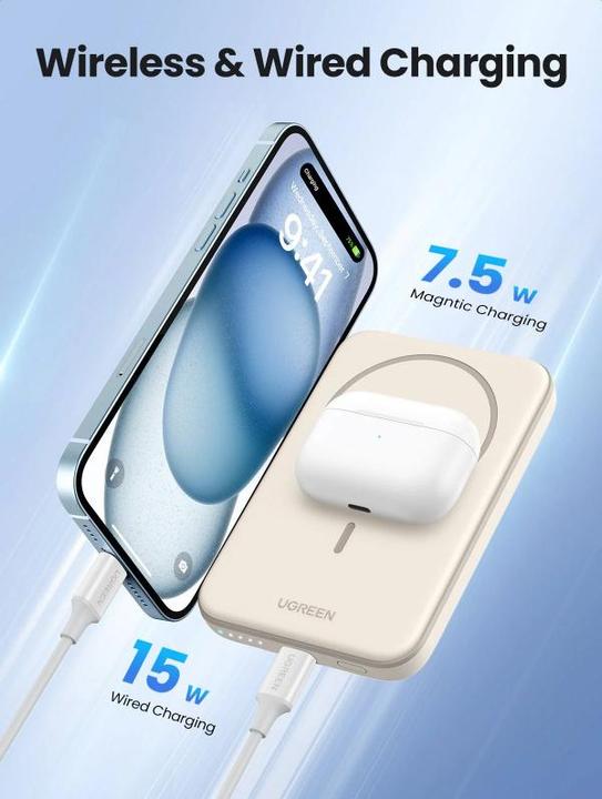 Image du produit Ugreen Magnetic Power Bank (5000 mAh, 15 W, 18.50 Wh)
