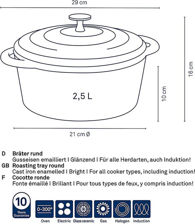 Actual product image Kela Bräter Calido 2,5l grau (21 cm, Casserole + Stewpot, Cast iron)
