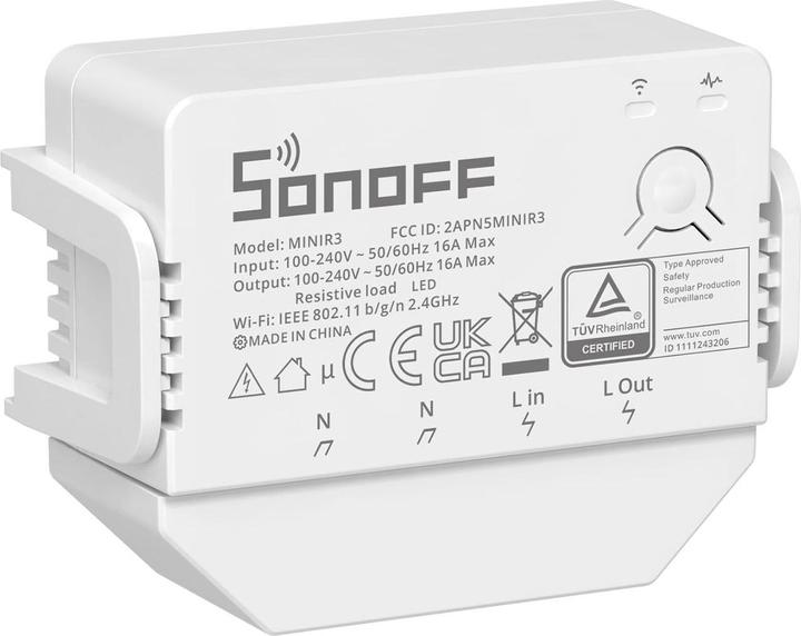 Actual product image Sonoff WLAN switch actuator MINIR3, 1-fold, 230 V 16 A White (Switch actuator)
