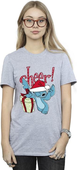Actual product image Disney Womens/Ladies Lilo And Stitch Cheer Cotton Boyfriend T-Shirt (S)
