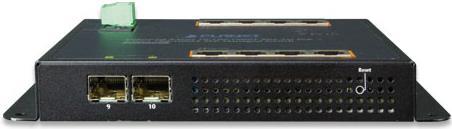 Actual product image Planet PLANETIndustrial 8-Port Gigabit PoE Wall-mount Switch & 2-Port SFP Uplink managed -40/+75C degrees (8 Ports)