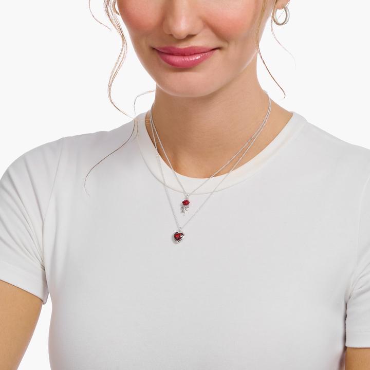 Immagine prodotto Thomas Sabo Collana con ciondolo a forma di rosa rossa in argento (Argento 925, Smalto, 38 cm)